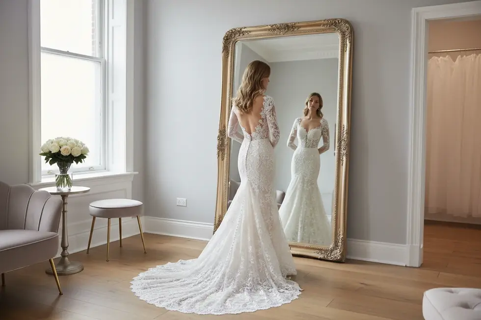 Échantillon de robe de mariée sur mesure par Huasha.