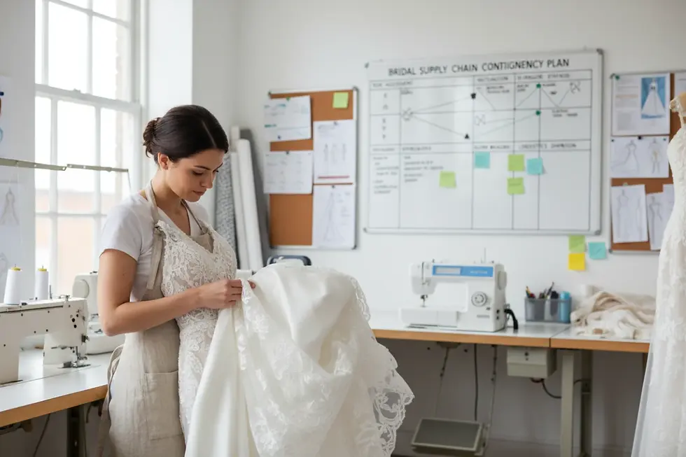 Gestion des risques chaîne d'approvisionnement mariage dans un atelier de couture.