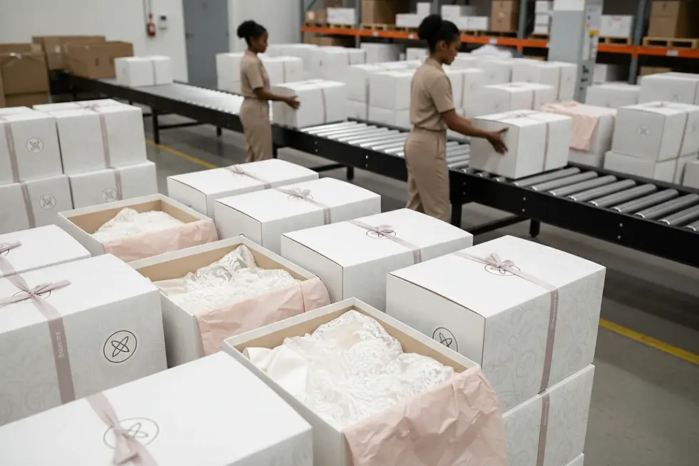 Bespoke wedding dresses ready for delivery from a custom wedding dress manufacturer no MOQ.
