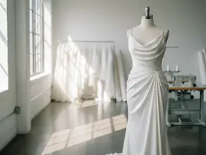 Minimalist bridal gown produced by a satin wedding dress manufacturer