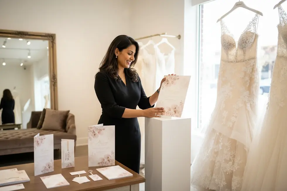In-store bridal retail marketing resources supplied by a premium bridal brand.