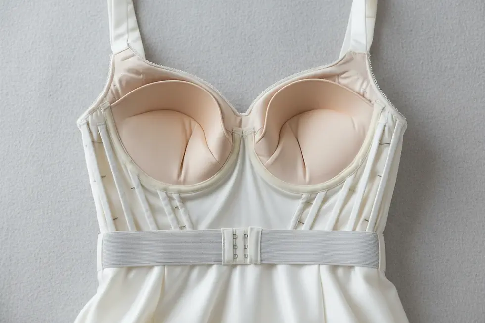 Estructura interna impecable que demuestra el control de calidad en vestidos de novia.