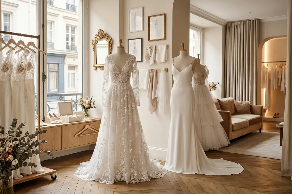Exklusive Private-Label-Brautkleider in einer gehobenen Brautboutique