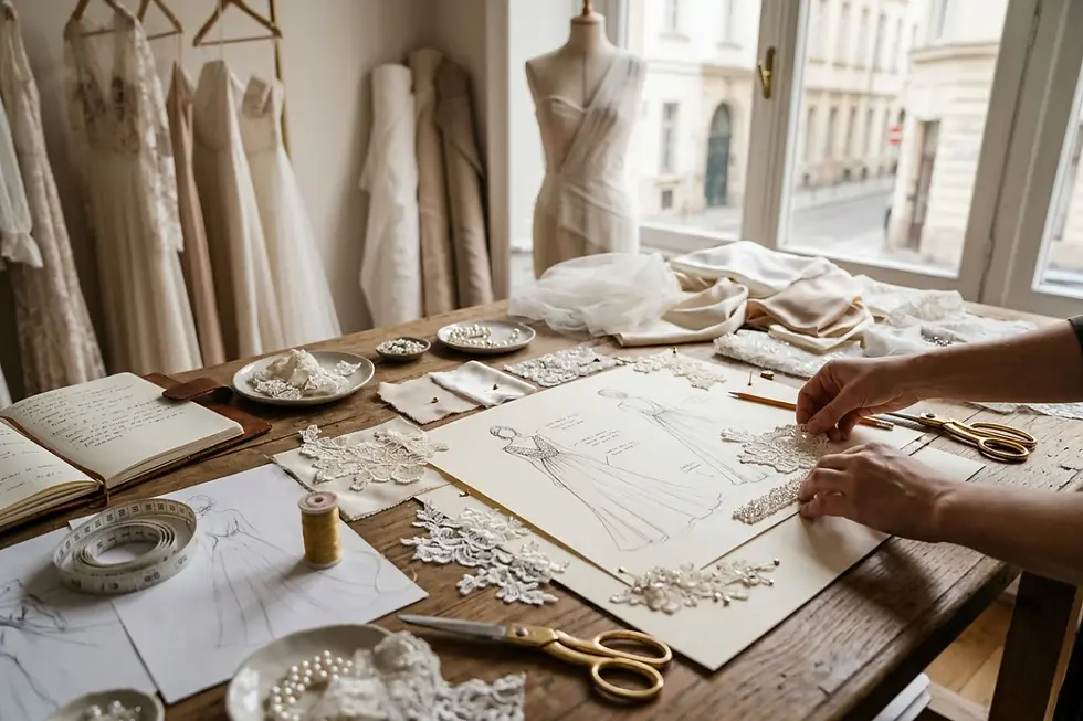 Moodboard und Designskizzen für die Brautboutique Eigenkollektion Planung