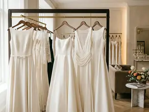 2027 wedding dress trends for bridal boutiques displayed on a modern showroom rack