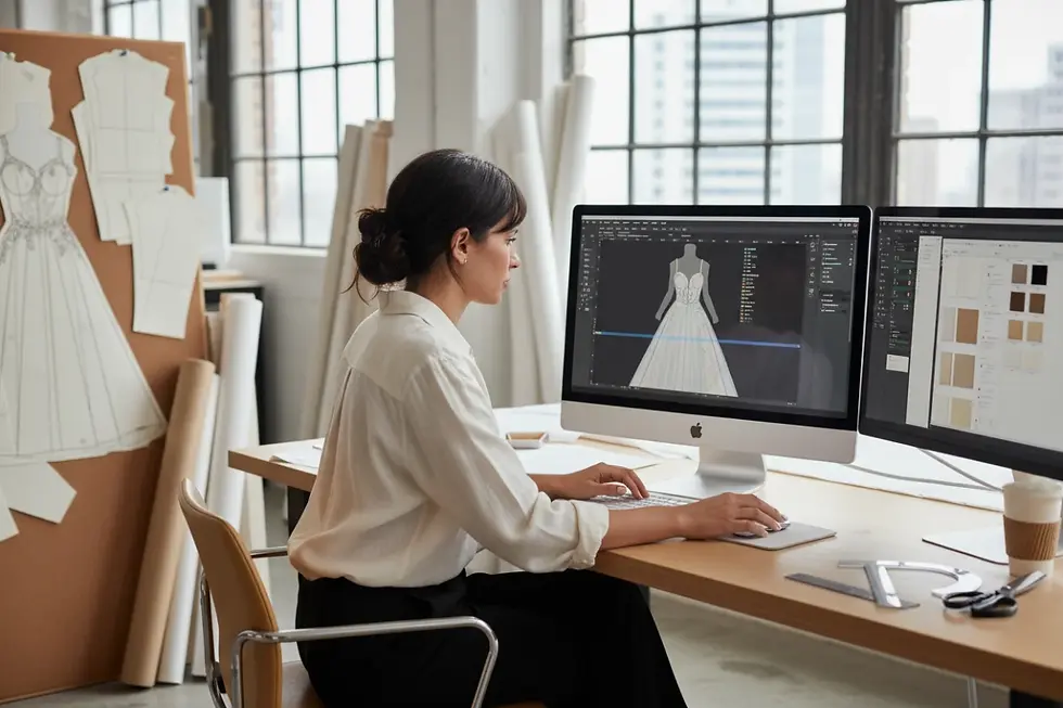 CAD software used for wedding dress sample and tech pack development and precise bridal size grading.