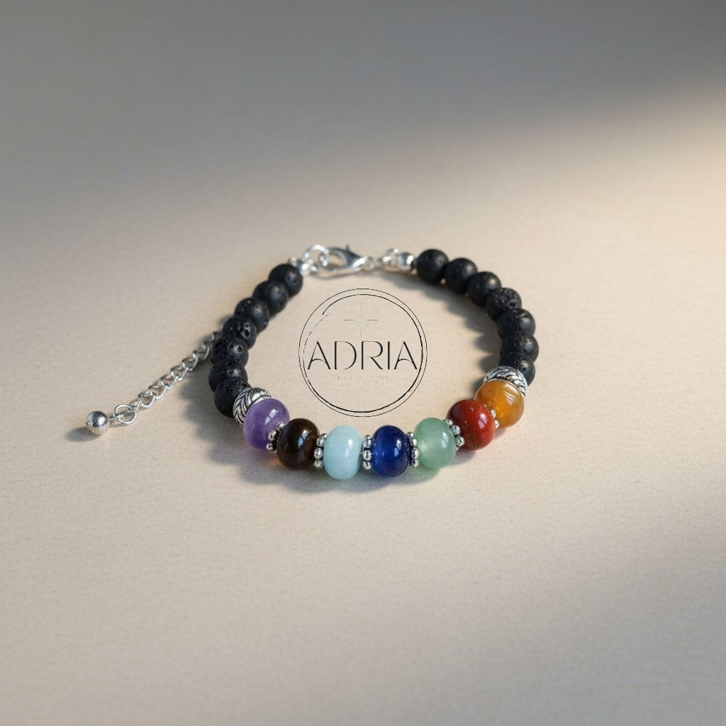 Bracelet pour femme 7 chakras en perles naturelles ref:CHAK03