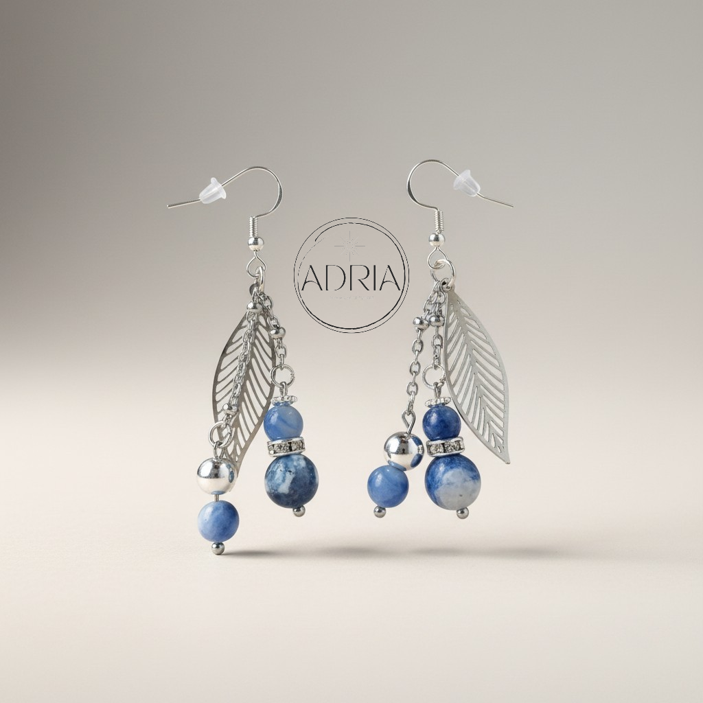 Boucles d'oreilles pour femme en perles naturelles de SODALITE - Réf: SOD04