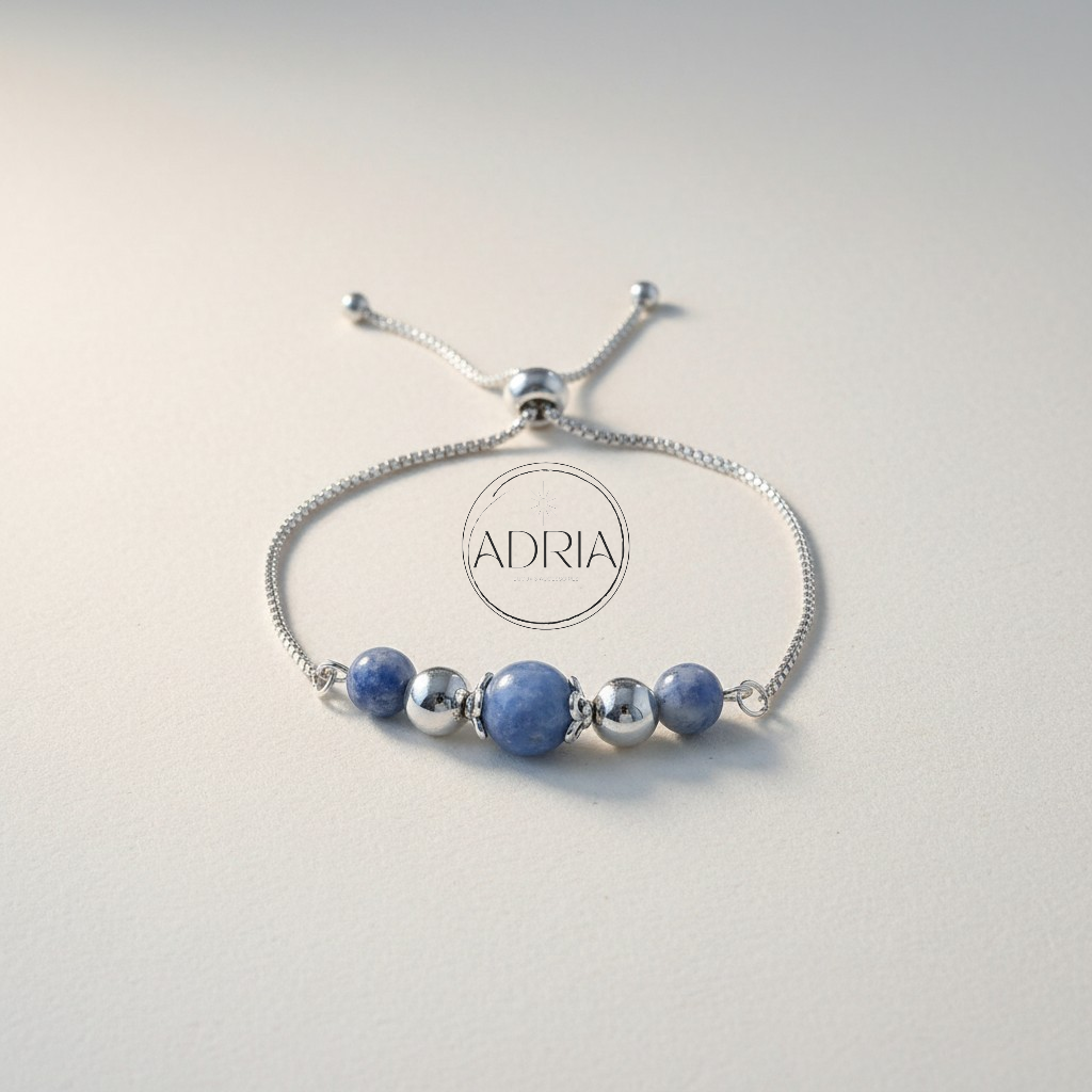 Bracelet ajustable pour femme en perles naturelles de SODALITE - Réf: SOD03