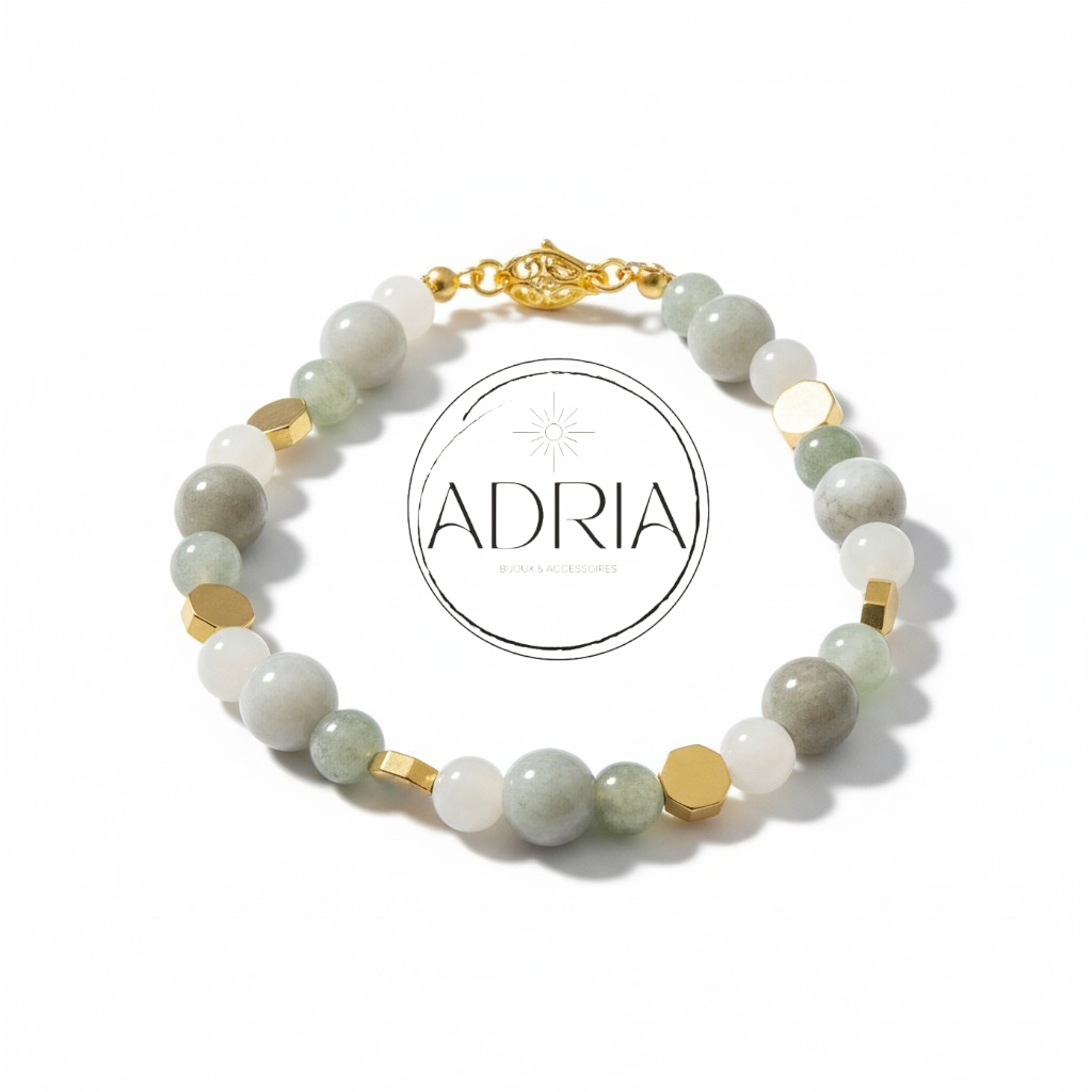 Bracelet pour femme en perles de Jade - ref: JAV07