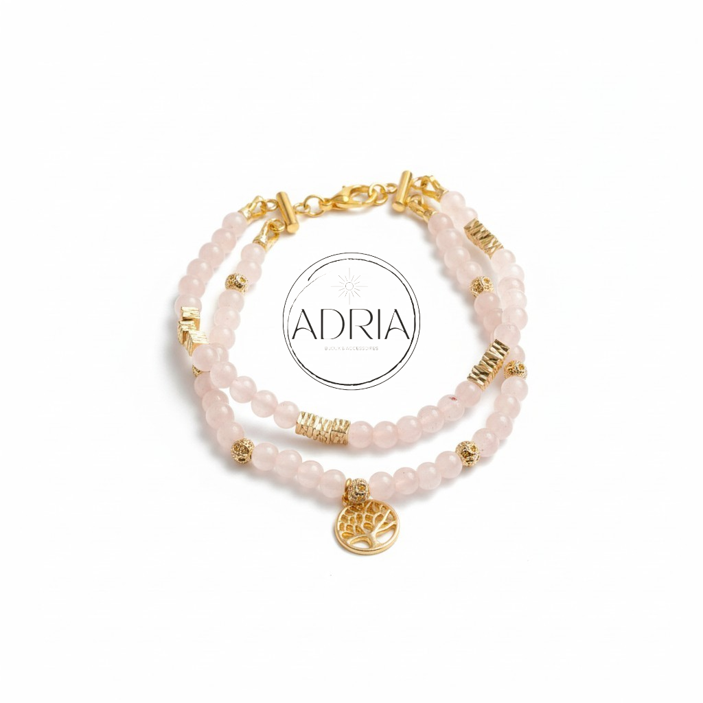 Bracelet pour femme en perles de Quartz rose QUA12