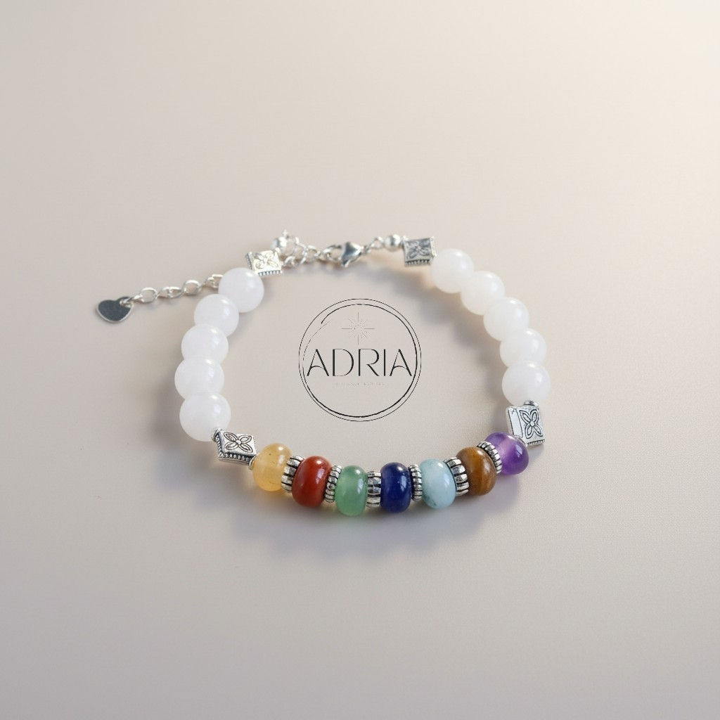 Bracelet pour femme 7 chakras en perles naturelles ref: CHAK01