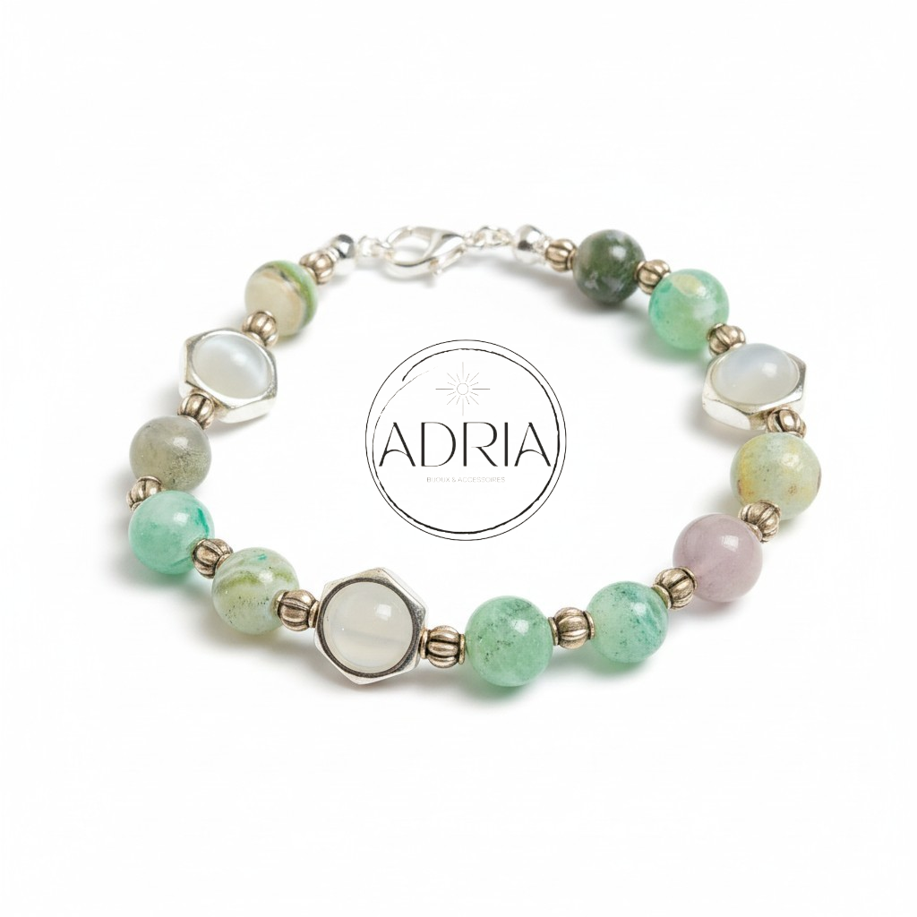 Bracelet pour femme en perles de Chrysoprase - ref:CHR03