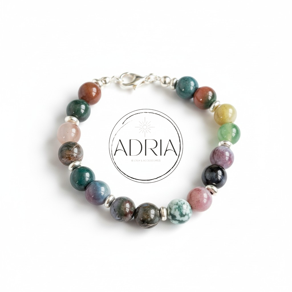 Bracelet pour femme en perles d'Agate indienne - ref: AGI01