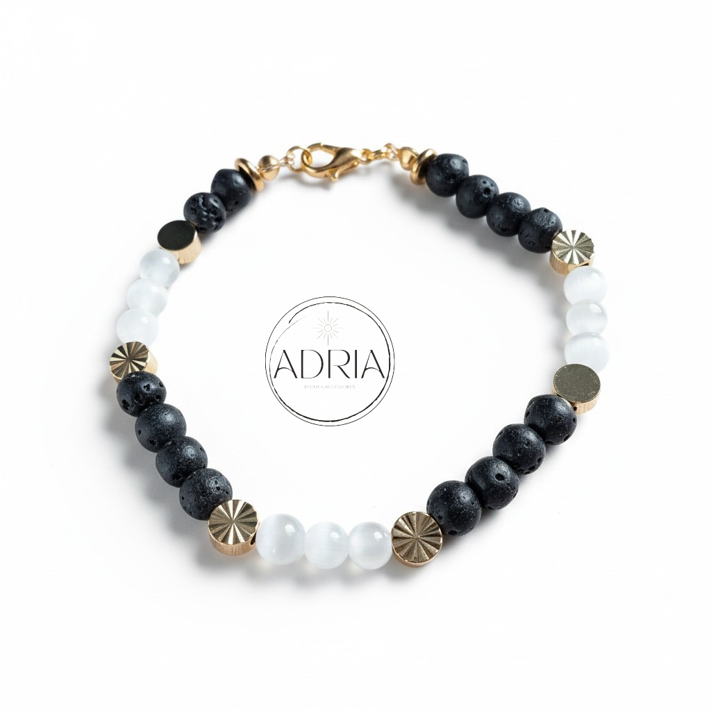 Bracelet pour femme en perles de Pierre de Lave - ref:PDL03