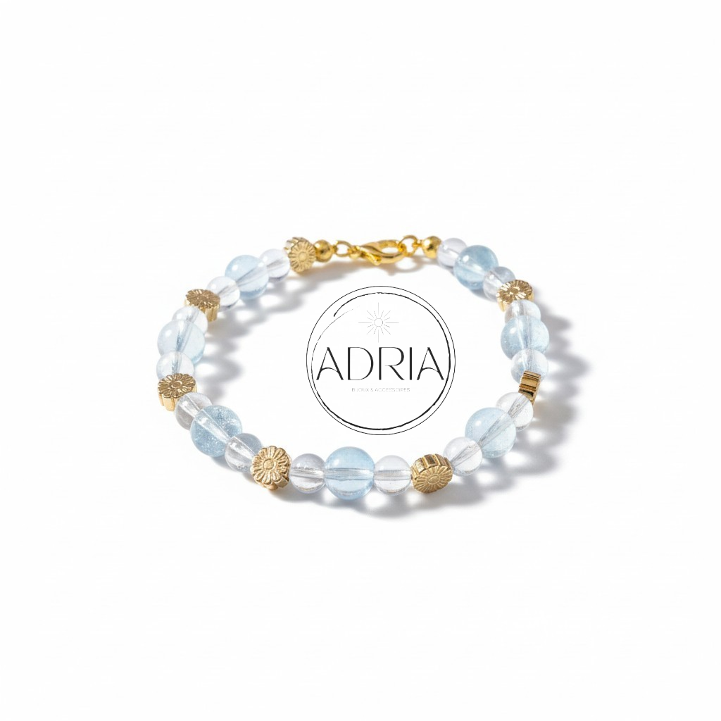 Bracelet pour femme en perles de Topaze bleue - ref: TOB05