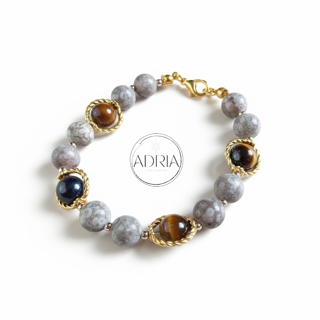 Bracelet pour femme en perles d'Oeil du Tigre - OTG06