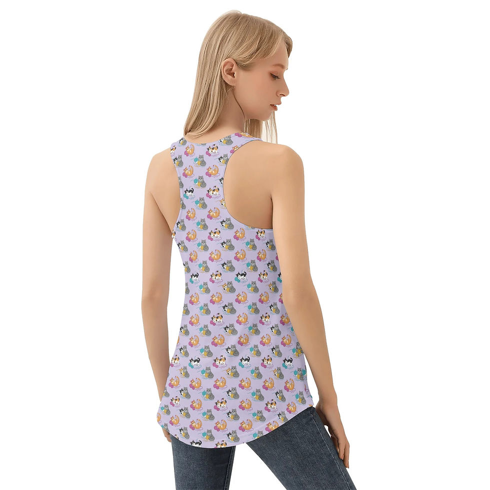 Thumbnail: Women's Cats with Yarn Loose Racerback Tank Top