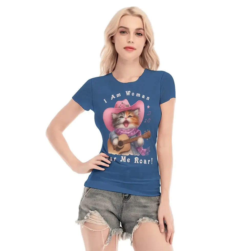 Thumbnail: I Am Woman Country Cat Themed Mesh Shirt