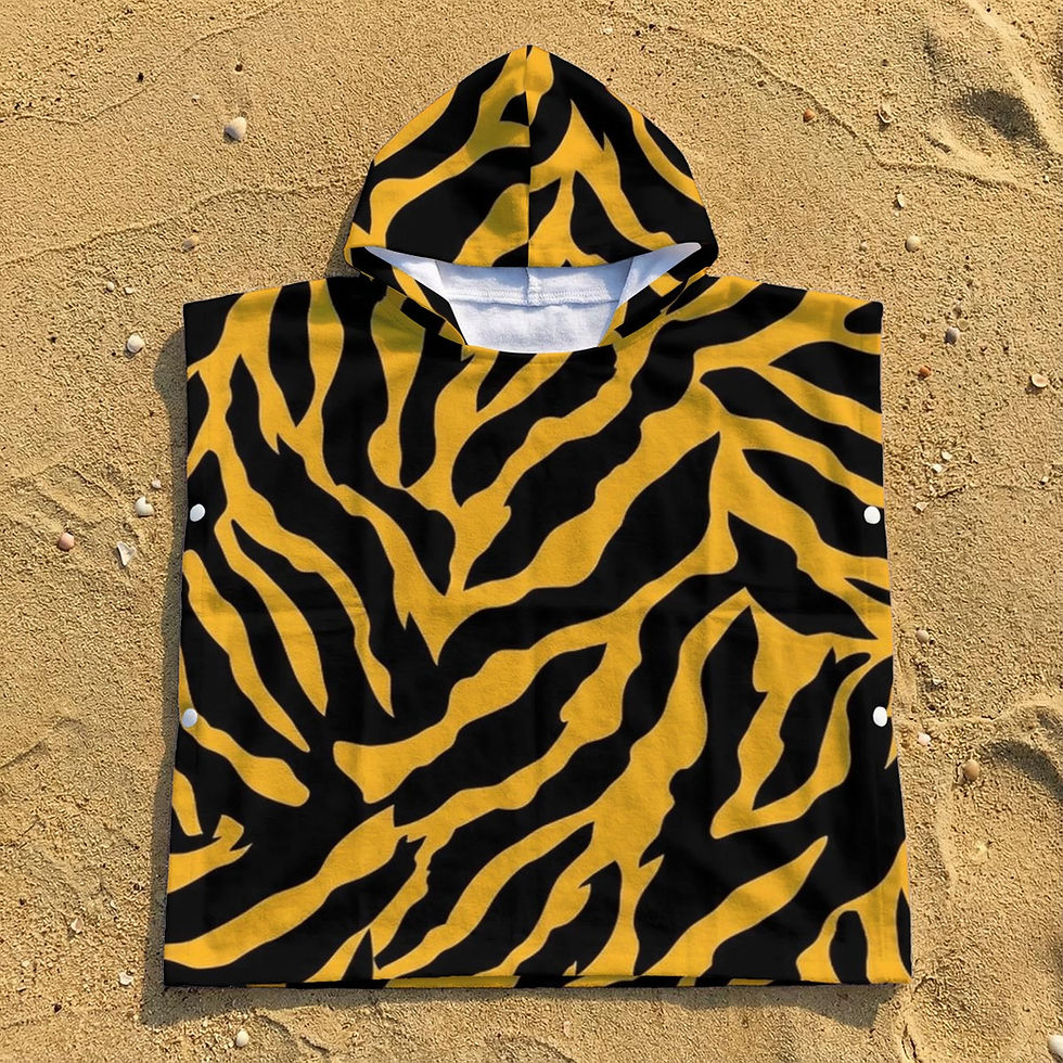 Thumbnail: Tiger Print Kid's Hooded Towel Poncho
