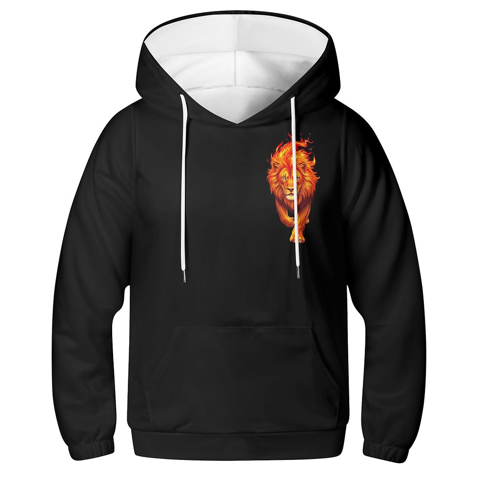 Thumbnail: Youth Fiery Lion of Judah Lightweight Hoodie Sweatshirt