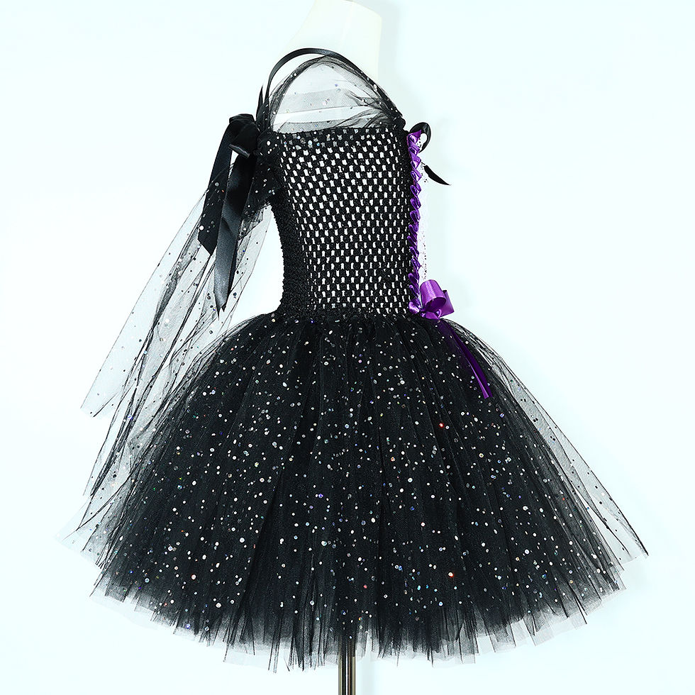Thumbnail: Glitter Black Cat Costume Dress for Girls