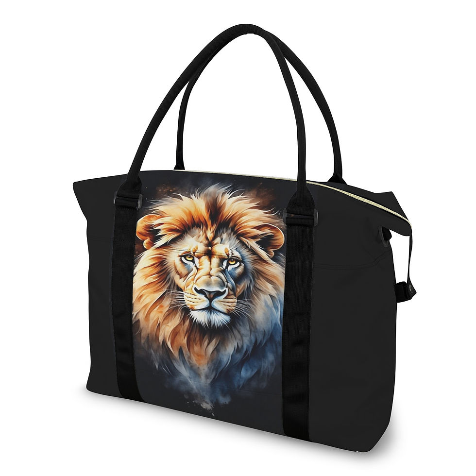 Thumbnail: Black Starry Lion Large Travel Bag with Trolley Sleeve