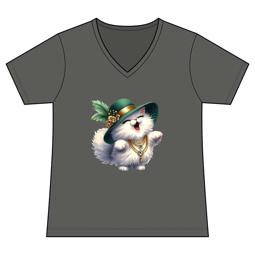 Thumbnail: Women's Charming Cattytude Cotton V-Neck T'Shirt