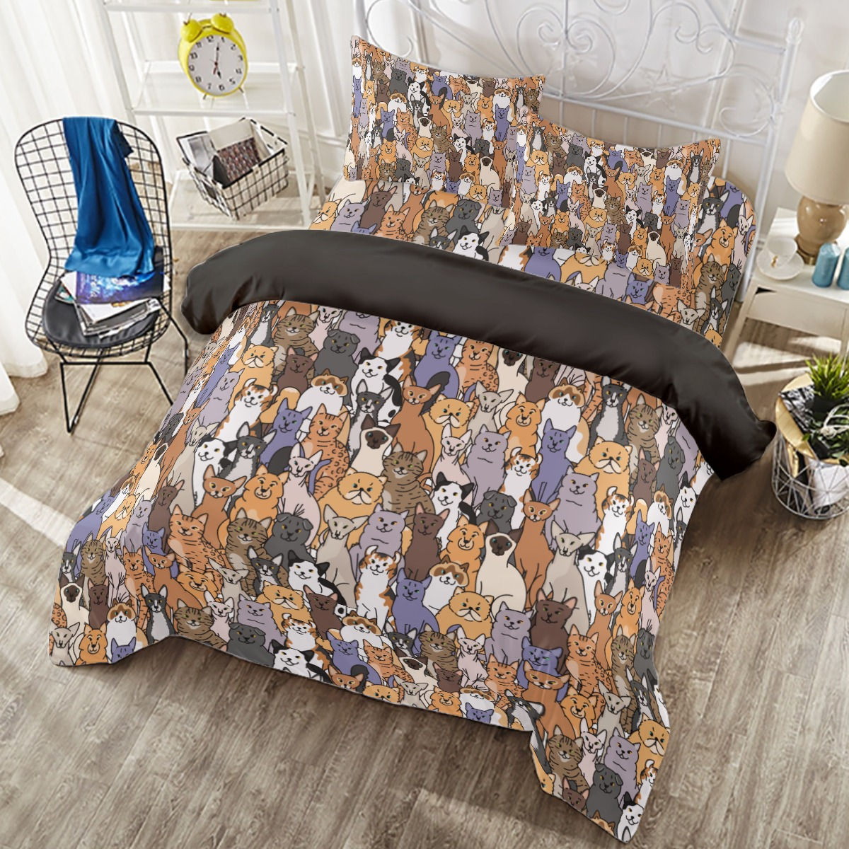 Multicat Four-Piece Duvet Cover Set (Insert not Included)