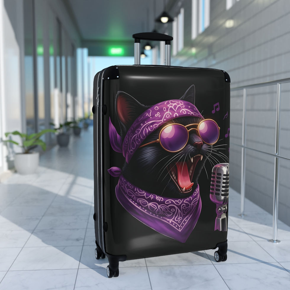 Thumbnail: Rockin' Rocky Cat-Themed Carry-On Hardshell Suitcase