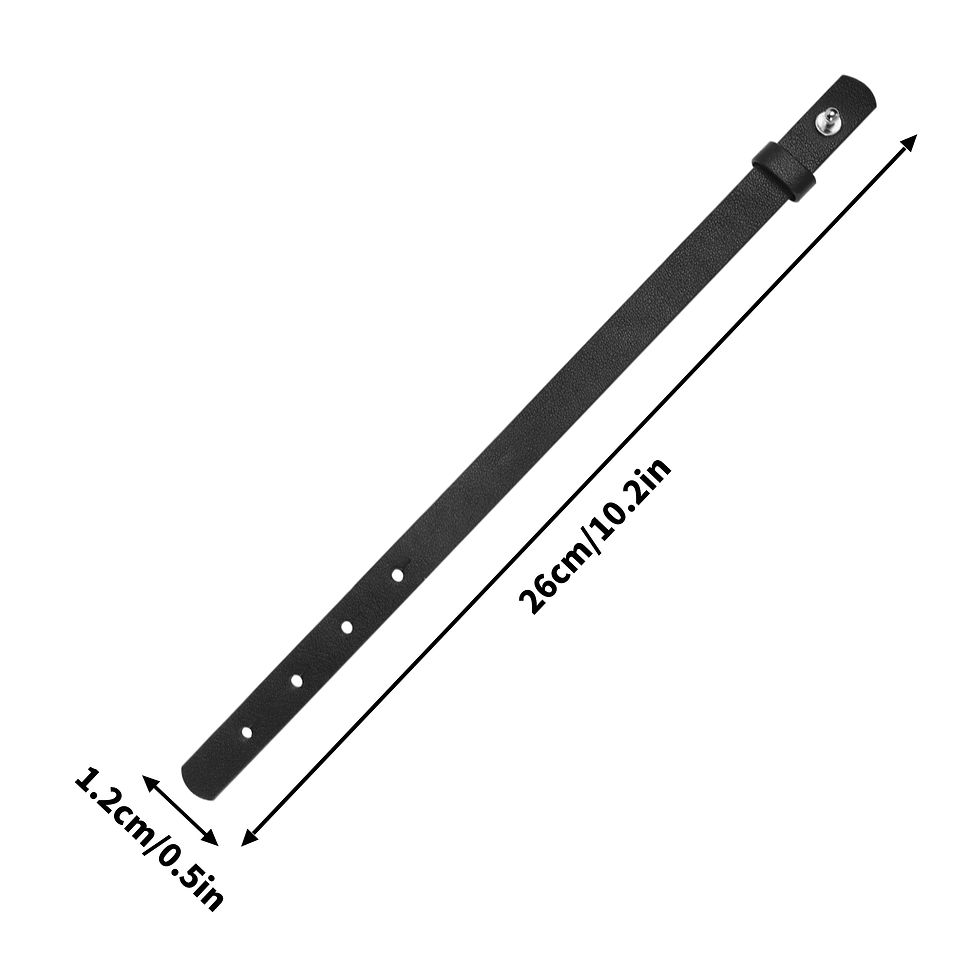 Thumbnail: Engraved Black Leather Bracelet for Men Jewelry