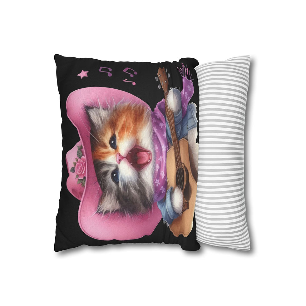 Thumbnail: Country Cattytude Cat-Themed Pillowcase for Decorative Throw Pillow