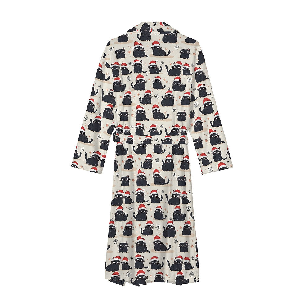 Thumbnail: Women's Christmas Cats Long Flannel Bathrobe