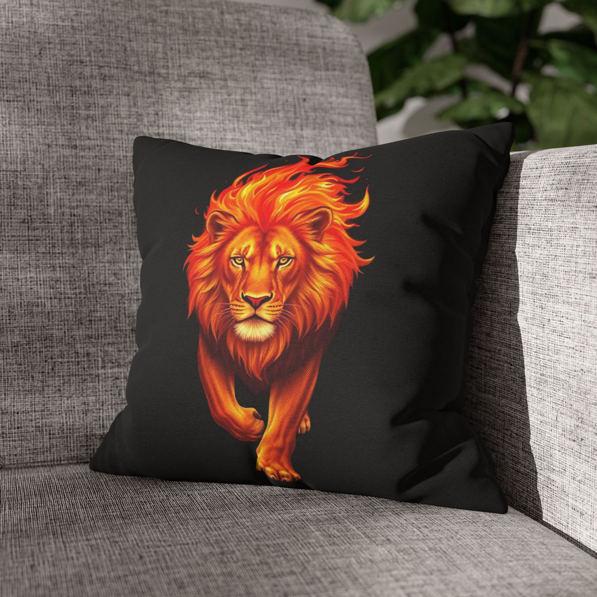Fiery Lion of Judah Pillowcase for Decorative Throw Pillow (insert not included)