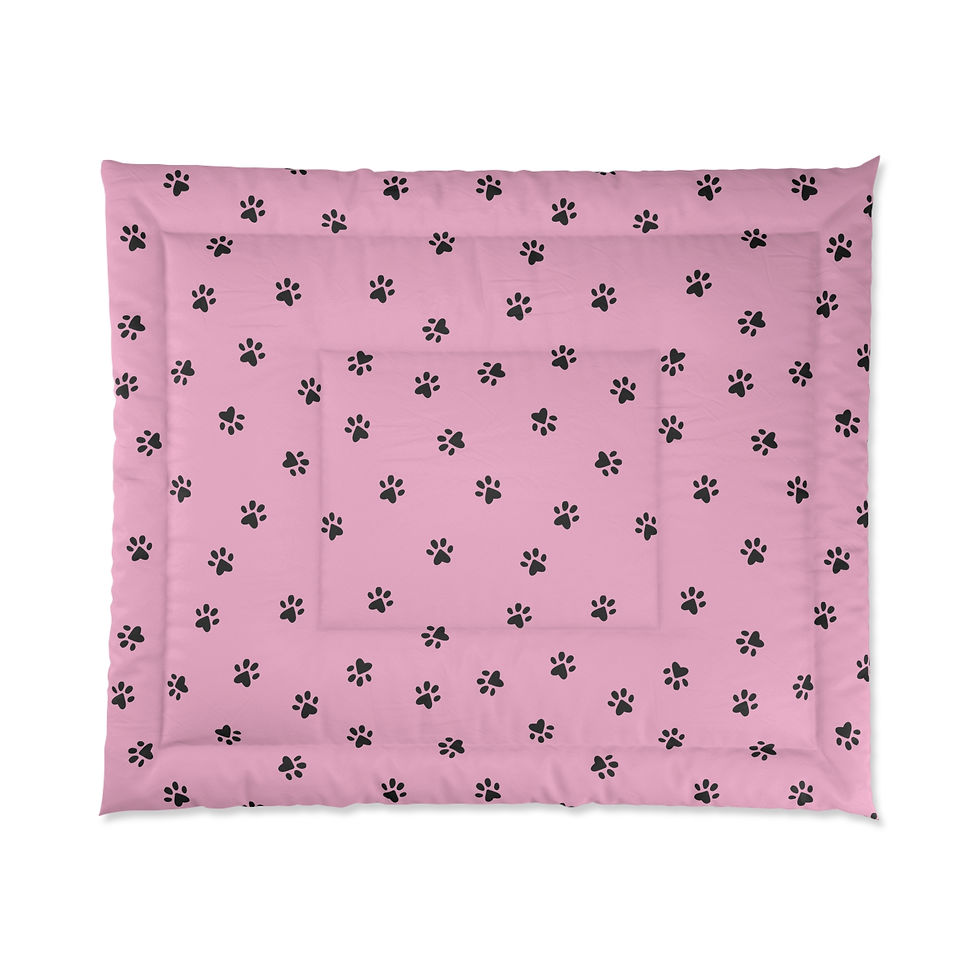 Thumbnail: Pink & Pretty Kitty Paws Quilted Comforter — Cute Cat Paw Print