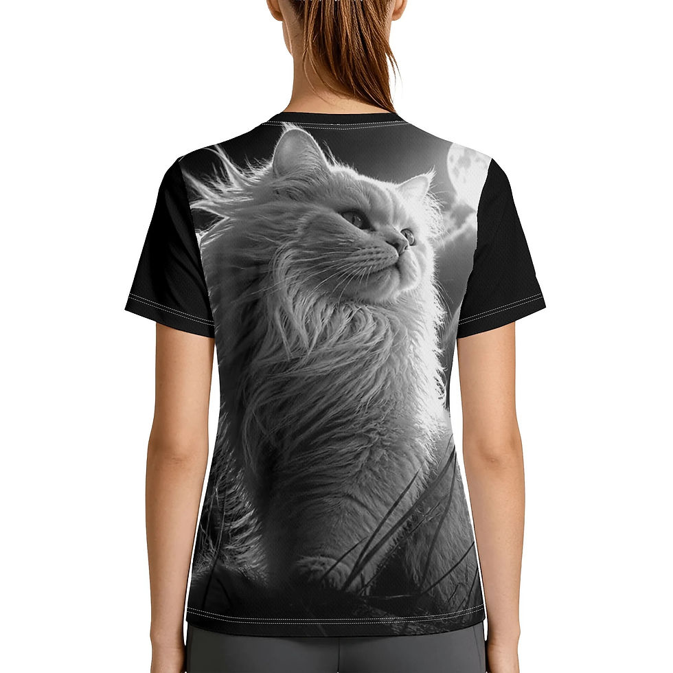 Thumbnail: Women's Dramatic White Cat Mesh Football Jersey Tee
