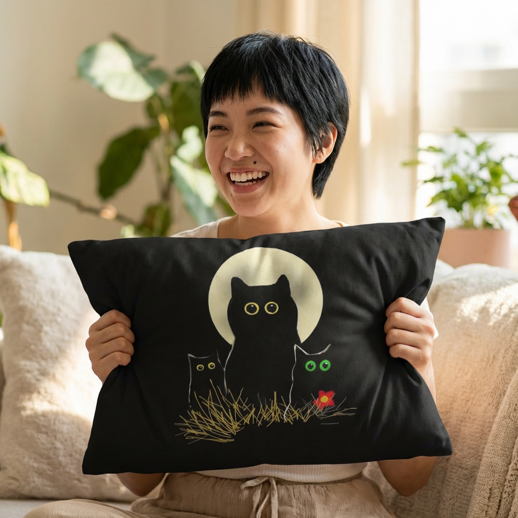 Night Cats Lumbar Decorative Pillow