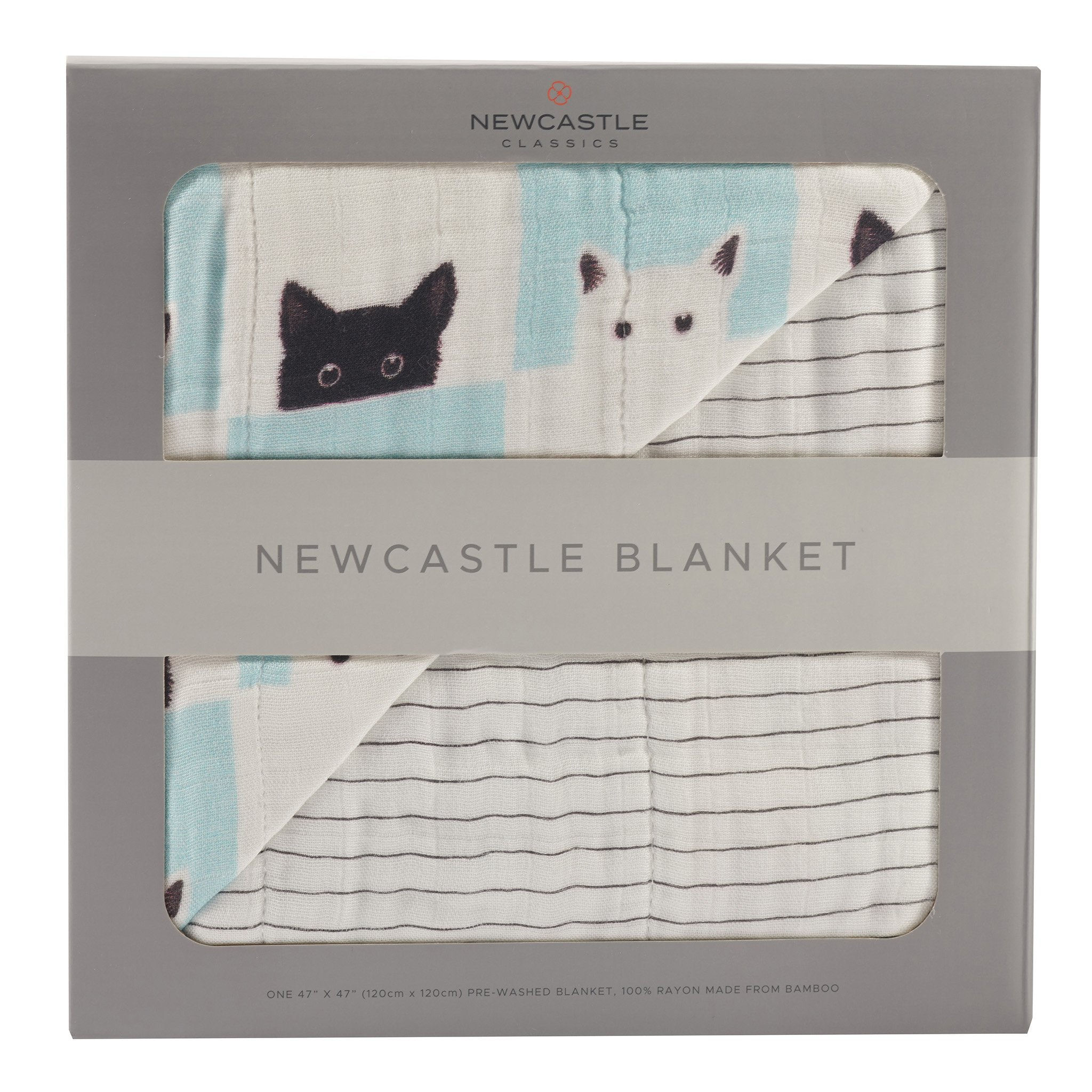 Peek-A-Boo Cats and Bamboo Muslin Newcastle Blanket