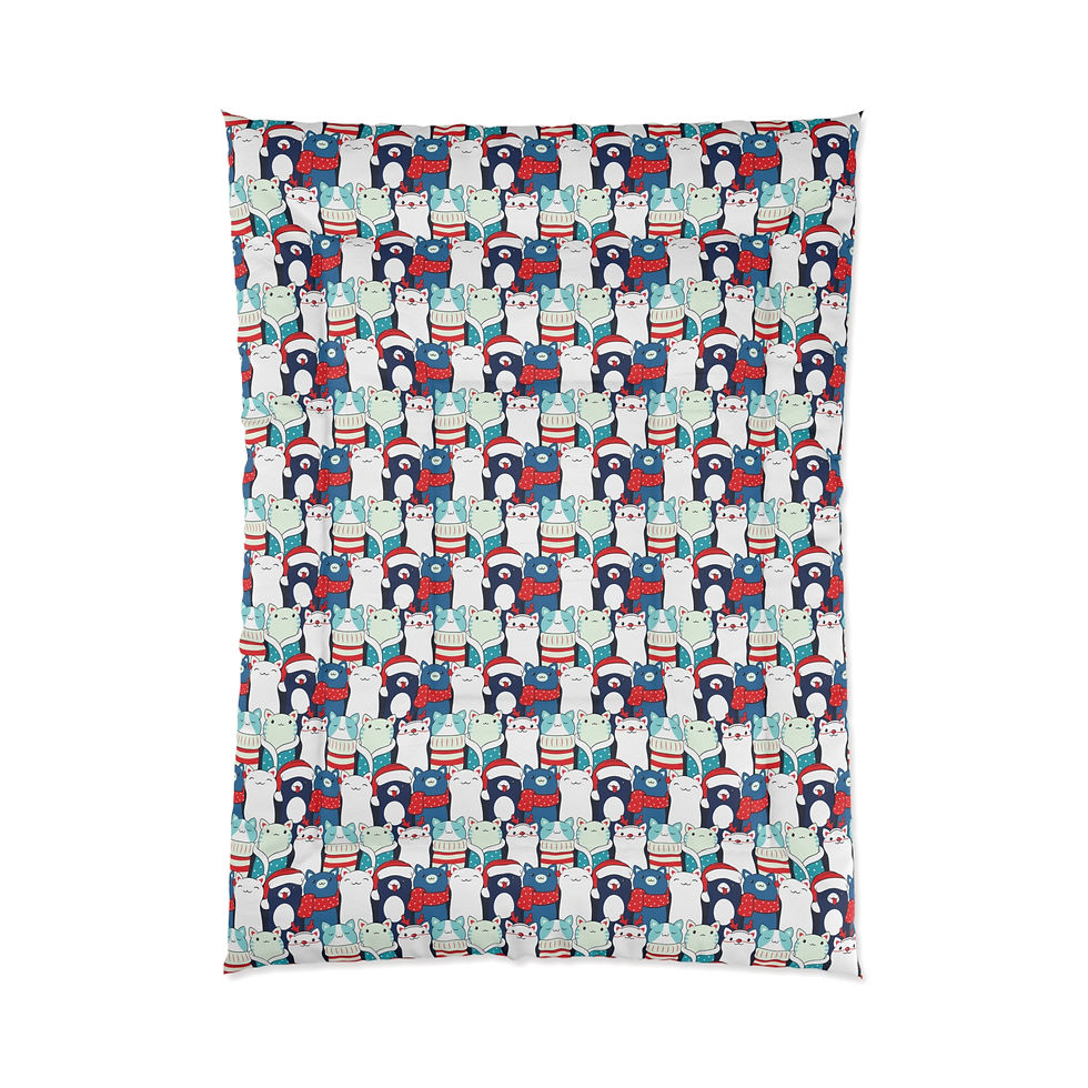 Thumbnail: Cute & Cuddly Kitty Christmas Quilted Comforter