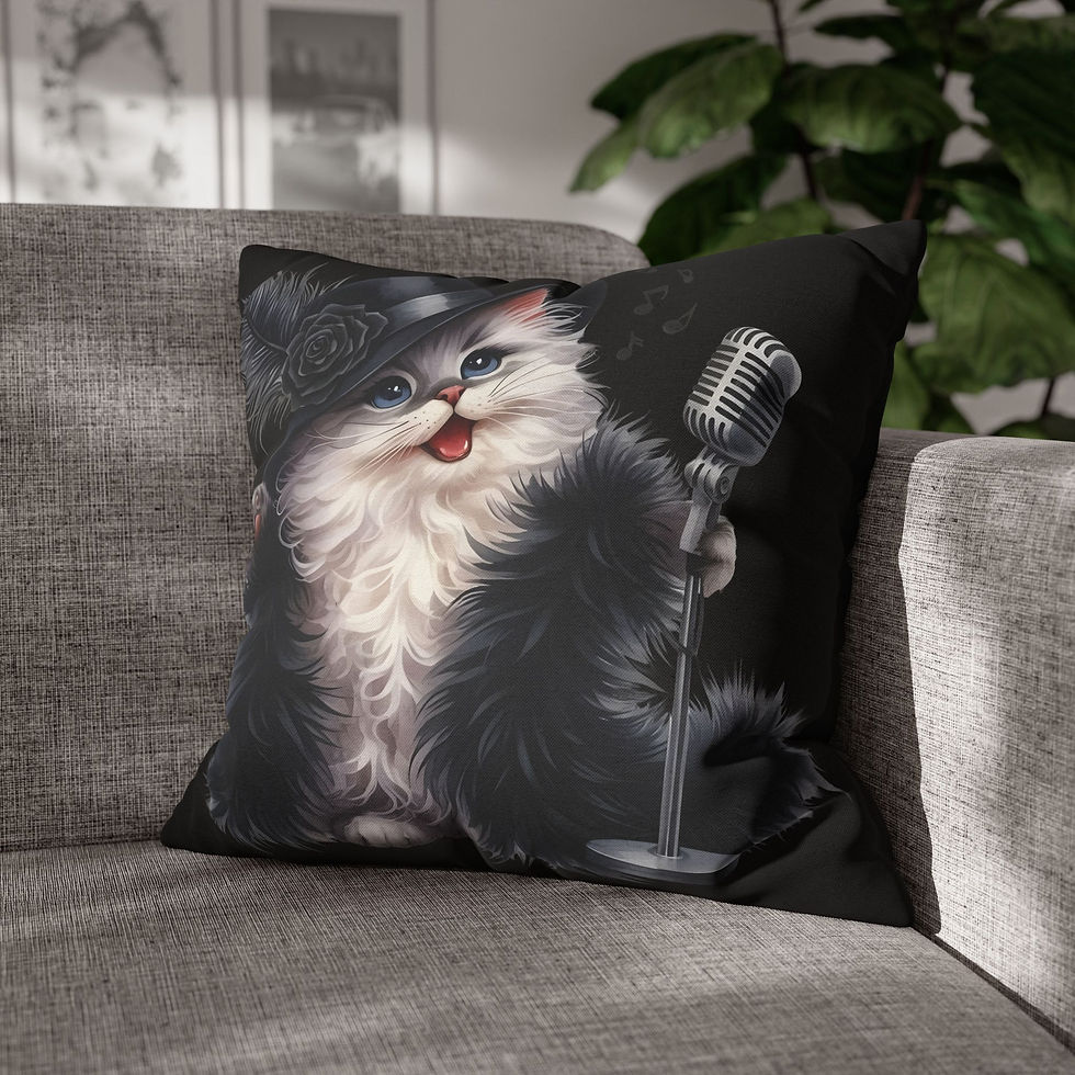 Thumbnail: Jazzy Cattytude Cat-Themed Pillowcase for Decorative Throw Pillow