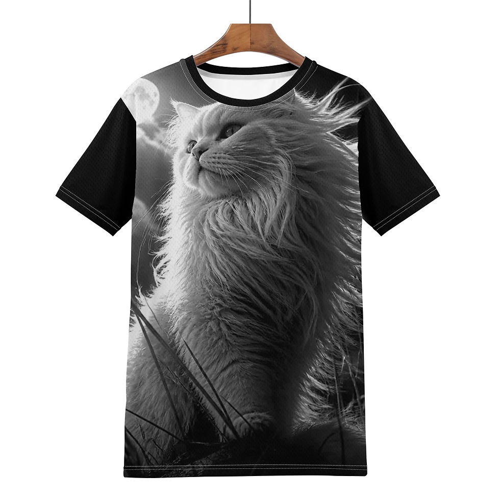 Thumbnail: Women's Dramatic White Cat Mesh Football Jersey Tee