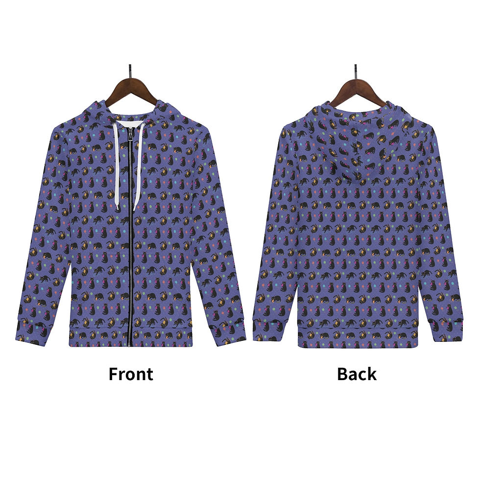 Thumbnail: Women's Cats with Yarn Zip Up Hoodie Jacket