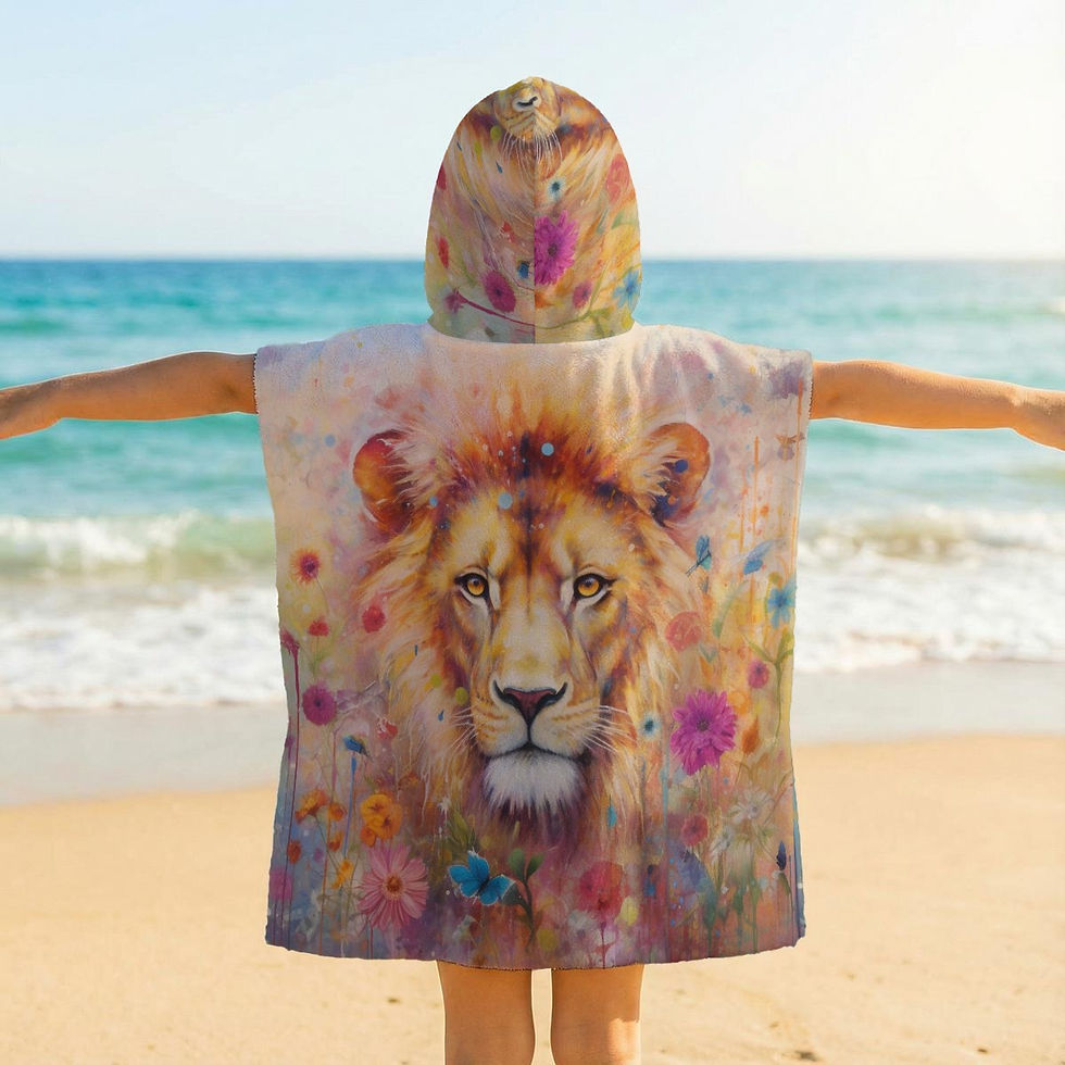 Thumbnail: Lion Art Kid's Hooded Towel Poncho