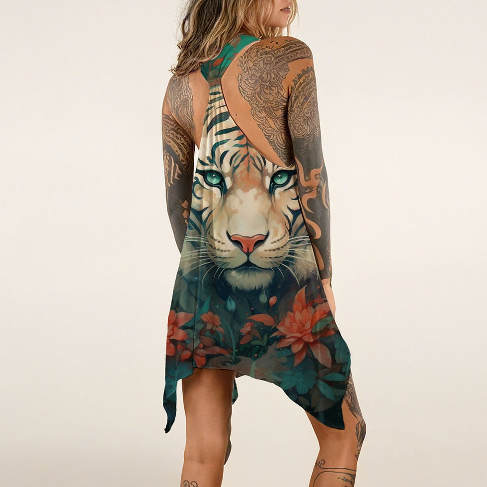Thumbnail: I Am Tiger Printed Women's Sleeveless Tank Dress