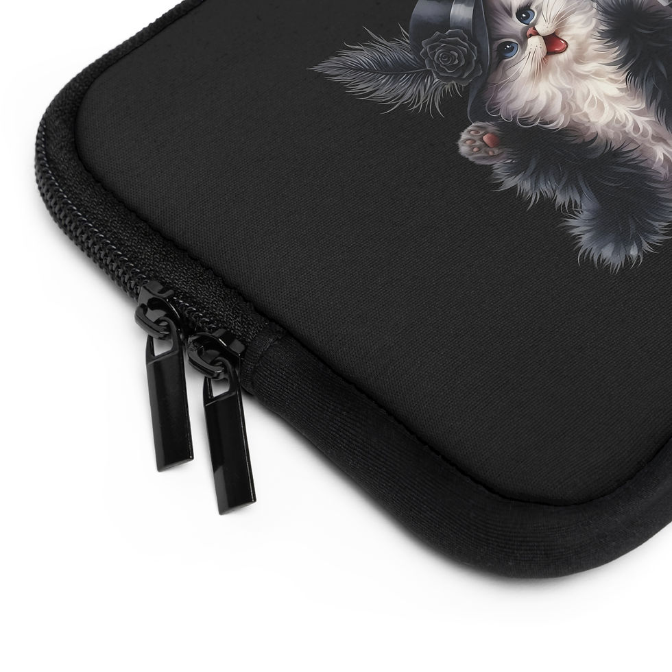 Thumbnail: Jazzy Cattytude Turkish Angora Cat Motif Phone/Laptop Sleeve Bag