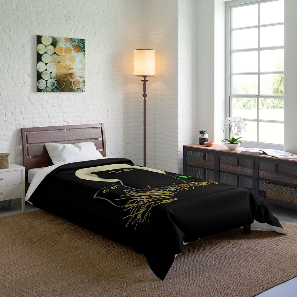 Thumbnail: Night Cats Quilted Comforter — Cozy Cat Bedding for Cat Lovers