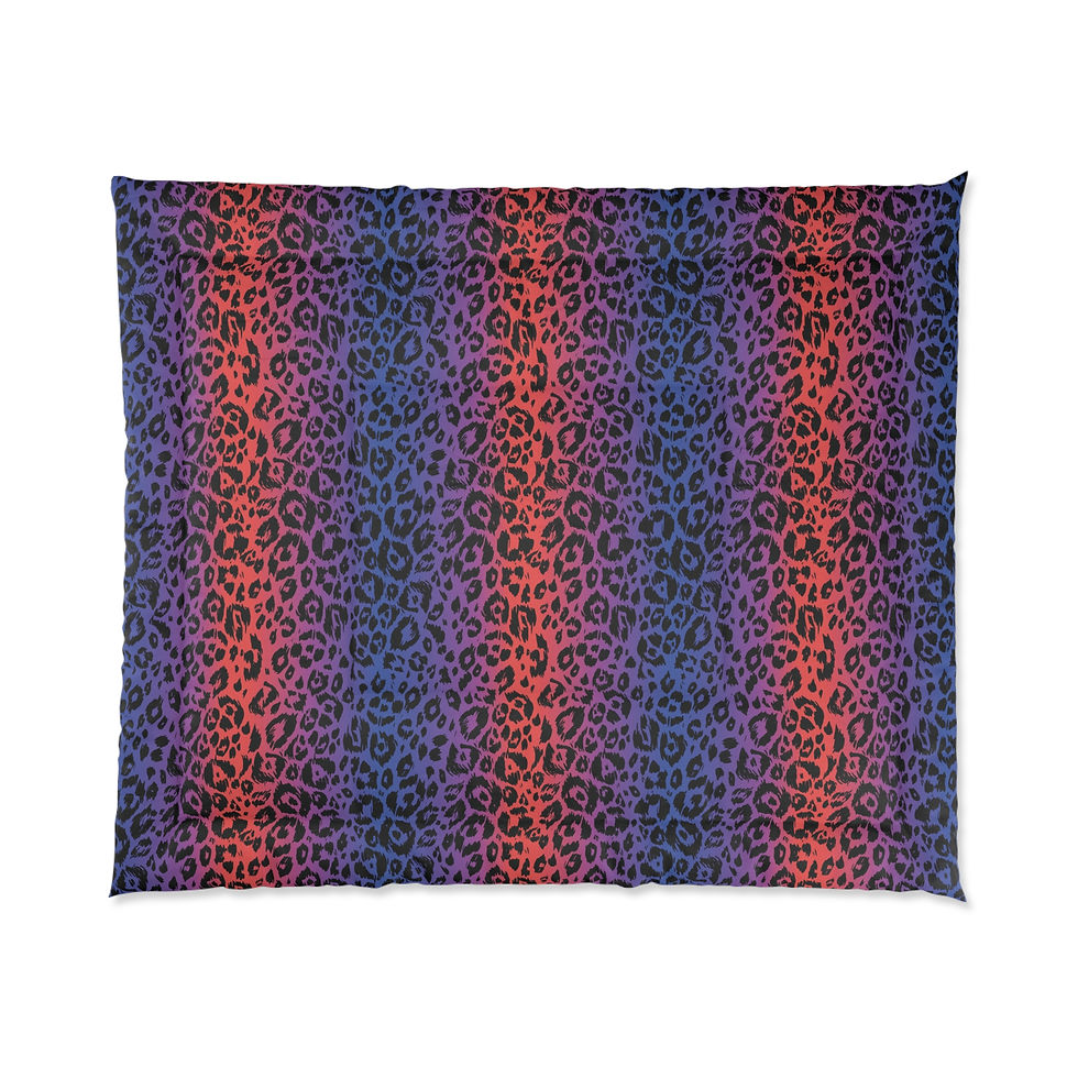 Thumbnail: Colorful Leopard Print Quilted Comforter — Vibrant Animal Print Bedding