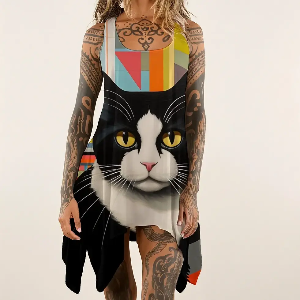 Painted Kittens Women's Sleeveless Tank Dress