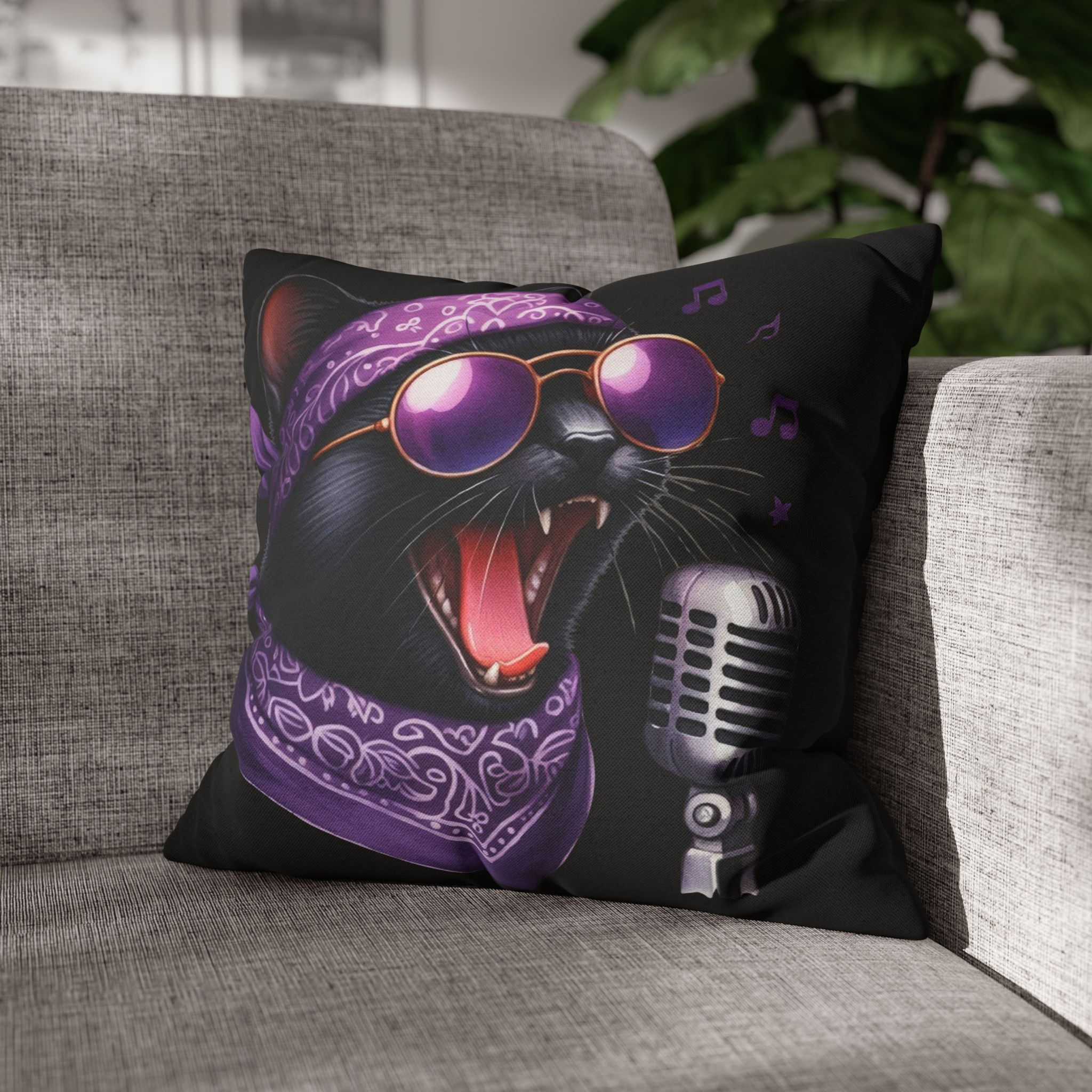Rockin' Cattytude Cat-Themed Pillowcase for Decorative Throw Pillow