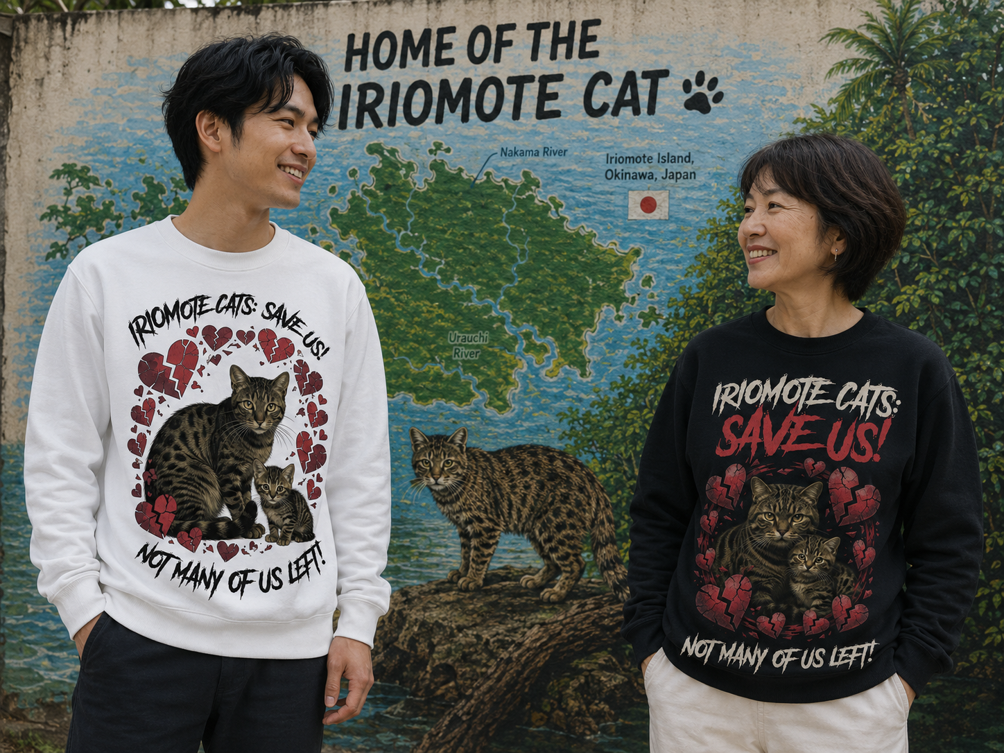 Save Us! Iriomote Cat Conservation Awareness Sweatshirt